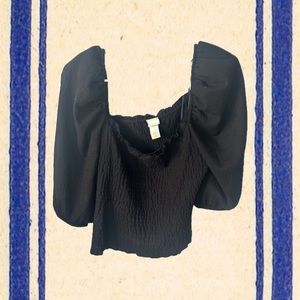 Puff-sleeve black top-shirt, To wear anywhere and give a spice to your outfit.